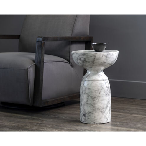 Goya 20 X 13.5 inch Marble Look / White Outdoor End Table